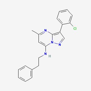 molecular formula C21H19ClN4 B2874134 3-(2-chlorophenyl)-5-methyl-N-(2-phenylethyl)pyrazolo[1,5-a]pyrimidin-7-amine CAS No. 900895-16-1