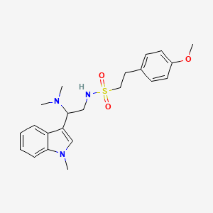 molecular formula C22H29N3O3S B2874135 N-(2-(dimethylamino)-2-(1-methyl-1H-indol-3-yl)ethyl)-2-(4-methoxyphenyl)ethanesulfonamide CAS No. 1091414-78-6