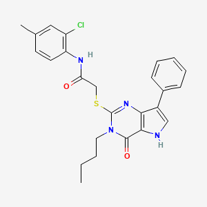 molecular formula C25H25ClN4O2S B2874141 2-((3-丁基-4-氧代-7-苯基-4,5-二氢-3H-吡咯并[3,2-d]嘧啶-2-基)硫代)-N-(2-氯-4-甲基苯基)乙酰胺 CAS No. 1260628-80-5