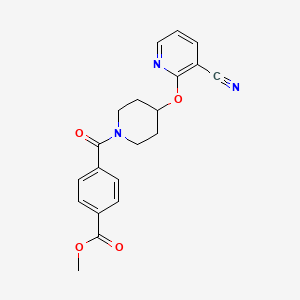 molecular formula C20H19N3O4 B2874142 Methyl 4-(4-((3-cyanopyridin-2-yl)oxy)piperidine-1-carbonyl)benzoate CAS No. 1797861-72-3