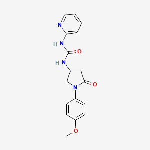 molecular formula C17H18N4O3 B2874143 1-(1-(4-甲氧基苯基)-5-氧代吡咯烷-3-基)-3-(吡啶-2-基)脲 CAS No. 891100-85-9