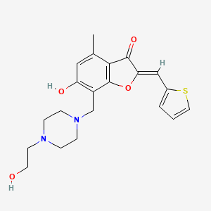 molecular formula C21H24N2O4S B2874157 (Z)-6-羟基-7-((4-(2-羟乙基)哌嗪-1-基)甲基)-4-甲基-2-(噻吩-2-基亚甲基)苯并呋喃-3(2H)-酮 CAS No. 903864-27-7