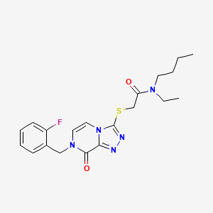 molecular formula C20H24FN5O2S B2874158 N-butyl-N-ethyl-2-((7-(2-fluorobenzyl)-8-oxo-7,8-dihydro-[1,2,4]triazolo[4,3-a]pyrazin-3-yl)thio)acetamide CAS No. 1251611-74-1
