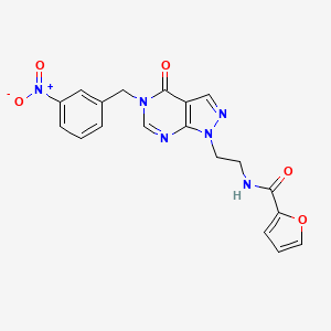 molecular formula C19H16N6O5 B2874159 N-(2-(5-(3-nitrobenzyl)-4-oxo-4,5-dihydro-1H-pyrazolo[3,4-d]pyrimidin-1-yl)ethyl)furan-2-carboxamide CAS No. 922060-99-9