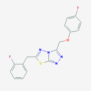molecular formula C17H12F2N4OS B287416 [6-(2-Fluorobenzyl)[1,2,4]triazolo[3,4-b][1,3,4]thiadiazol-3-yl]methyl 4-fluorophenyl ether 