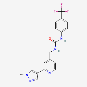 molecular formula C18H16F3N5O B2874165 1-[[2-(1-Methylpyrazol-4-yl)pyridin-4-yl]methyl]-3-[4-(trifluoromethyl)phenyl]urea CAS No. 2310142-91-5