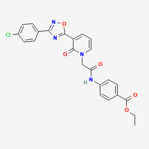 molecular formula C24H19ClN4O5 B2874174 ethyl 4-(2-(3-(3-(4-chlorophenyl)-1,2,4-oxadiazol-5-yl)-2-oxopyridin-1(2H)-yl)acetamido)benzoate CAS No. 1105233-66-6