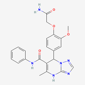 molecular formula C22H22N6O4 B2874186 7-(4-(2-氨基-2-氧代乙氧基)-3-甲氧基苯基)-5-甲基-N-苯基-4,7-二氢-[1,2,4]三唑并[1,5-a]嘧啶-6-甲酰胺 CAS No. 867042-78-2