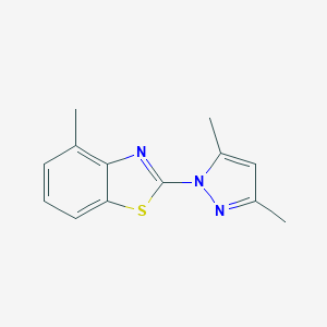 molecular formula C13H13N3S B287419 2-(3,5-Dimethylpyrazol-1-yl)-4-methyl-1,3-benzothiazole 