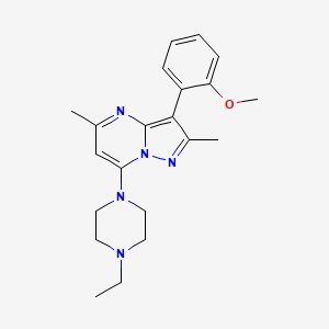 molecular formula C21H27N5O B2874192 7-(4-Ethylpiperazin-1-yl)-3-(2-methoxyphenyl)-2,5-dimethylpyrazolo[1,5-a]pyrimidine CAS No. 902312-21-4