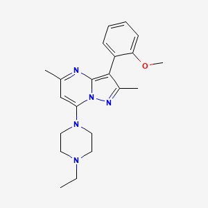 molecular formula C21H27N5O B2874192 7-(4-乙基哌嗪-1-基)-3-(2-甲氧基苯基)-2,5-二甲基吡唑并[1,5-a]嘧啶 CAS No. 902312-21-4