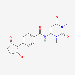 molecular formula C17H16N4O5 B2874196 N-(1,3-dimethyl-2,6-dioxopyrimidin-4-yl)-4-(2,5-dioxopyrrolidin-1-yl)benzamide CAS No. 633297-04-8