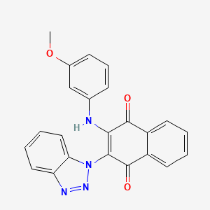 molecular formula C23H16N4O3 B2874197 2-(1H-benzo[d][1,2,3]triazol-1-yl)-3-((3-methoxyphenyl)amino)naphthalene-1,4-dione CAS No. 371138-12-4