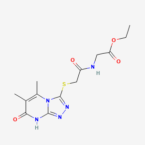 molecular formula C13H17N5O4S B2874199 Ethyl 2-(2-((5,6-dimethyl-7-oxo-7,8-dihydro-[1,2,4]triazolo[4,3-a]pyrimidin-3-yl)thio)acetamido)acetate CAS No. 895007-07-5