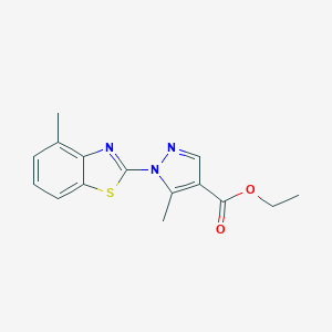 molecular formula C15H15N3O2S B287420 ethyl 5-methyl-1-(4-methyl-1,3-benzothiazol-2-yl)-1H-pyrazole-4-carboxylate 