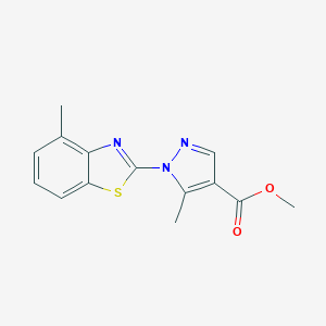 molecular formula C14H13N3O2S B287421 methyl 5-methyl-1-(4-methyl-1,3-benzothiazol-2-yl)-1H-pyrazole-4-carboxylate 