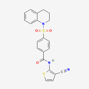 molecular formula C21H17N3O3S2 B2874211 N-(3-cyanothiophen-2-yl)-4-((3,4-dihydroquinolin-1(2H)-yl)sulfonyl)benzamide CAS No. 865545-89-7