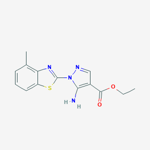 molecular formula C14H14N4O2S B287422 ethyl 5-amino-1-(4-methyl-1,3-benzothiazol-2-yl)-1H-pyrazole-4-carboxylate 