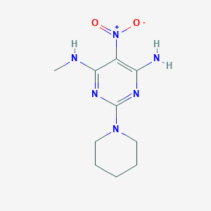molecular formula C10H16N6O2 B2874222 N-methyl-5-nitro-2-(piperidin-1-yl)pyrimidine-4,6-diamine CAS No. 610756-73-5