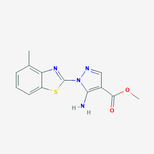 molecular formula C13H12N4O2S B287423 methyl 5-amino-1-(4-methyl-1,3-benzothiazol-2-yl)-1H-pyrazole-4-carboxylate 