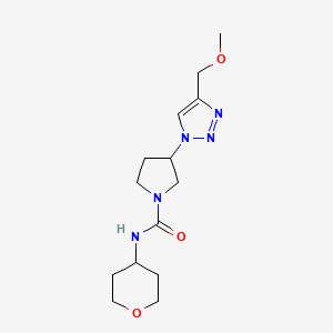 molecular formula C14H23N5O3 B2874239 3-(4-(methoxymethyl)-1H-1,2,3-triazol-1-yl)-N-(tetrahydro-2H-pyran-4-yl)pyrrolidine-1-carboxamide CAS No. 2310152-83-9