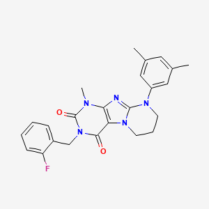 molecular formula C24H24FN5O2 B2874255 9-(3,5-二甲苯基)-3-[(2-氟苯基)甲基]-1-甲基-7,8-二氢-6H-嘌呤[7,8-a]嘧啶-2,4-二酮 CAS No. 847368-18-7