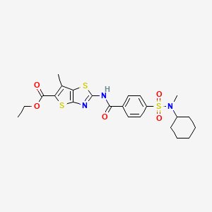 ethyl 2-(4-(N-cyclohexyl-N-methylsulfamoyl)benzamido)-6-methylthieno[2,3-d]thiazole-5-carboxylate