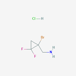 molecular formula C4H7BrClF2N B2874265 (1-溴-2,2-二氟环丙基)甲胺；盐酸盐 CAS No. 2418709-17-6