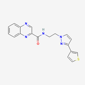 molecular formula C18H15N5OS B2874267 N-(2-(3-(thiophen-3-yl)-1H-pyrazol-1-yl)ethyl)quinoxaline-2-carboxamide CAS No. 2034451-92-6