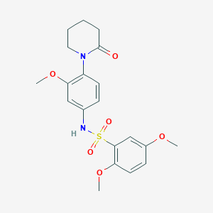 molecular formula C20H24N2O6S B2874275 2,5-dimethoxy-N-(3-methoxy-4-(2-oxopiperidin-1-yl)phenyl)benzenesulfonamide CAS No. 941983-02-4