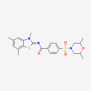 (Z)-4-((2,6-dimethylmorpholino)sulfonyl)-N-(3,5,7-trimethylbenzo[d]thiazol-2(3H)-ylidene)benzamide