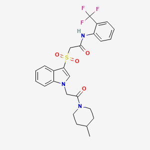 2-((1-(2-(4-methylpiperidin-1-yl)-2-oxoethyl)-1H-indol-3-yl)sulfonyl)-N-(2-(trifluoromethyl)phenyl)acetamide