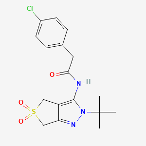 molecular formula C17H20ClN3O3S B2874286 N-(2-tert-butyl-5,5-dioxo-4,6-dihydrothieno[3,4-c]pyrazol-3-yl)-2-(4-chlorophenyl)acetamide CAS No. 893924-73-7