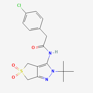 molecular formula C17H20ClN3O3S B2874286 N-(2-叔丁基-5,5-二氧代-4,6-二氢噻吩[3,4-c]吡唑-3-基)-2-(4-氯苯基)乙酰胺 CAS No. 893924-73-7