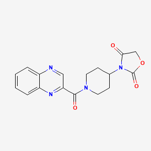 molecular formula C17H16N4O4 B2874288 3-(1-(Quinoxaline-2-carbonyl)piperidin-4-yl)oxazolidine-2,4-dione CAS No. 2034384-81-9