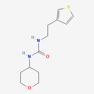 molecular formula C12H18N2O2S B2874293 1-(tetrahydro-2H-pyran-4-yl)-3-(2-(thiophen-3-yl)ethyl)urea CAS No. 2034340-99-1