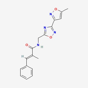 (E)-2-methyl-N-((3-(5-methylisoxazol-3-yl)-1,2,4-oxadiazol-5-yl)methyl)-3-phenylacrylamide