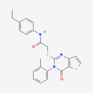 molecular formula C23H21N3O2S2 B2874308 N-(4-ethylphenyl)-2-{[3-(2-methylphenyl)-4-oxo-3,4-dihydrothieno[3,2-d]pyrimidin-2-yl]sulfanyl}acetamide CAS No. 1291862-64-0