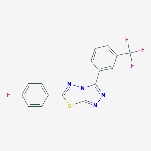 molecular formula C16H8F4N4S B287431 6-(4-Fluorophenyl)-3-[3-(trifluoromethyl)phenyl][1,2,4]triazolo[3,4-b][1,3,4]thiadiazole 