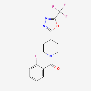(2-Fluorophenyl)(4-(5-(trifluoromethyl)-1,3,4-oxadiazol-2-yl)piperidin-1-yl)methanone