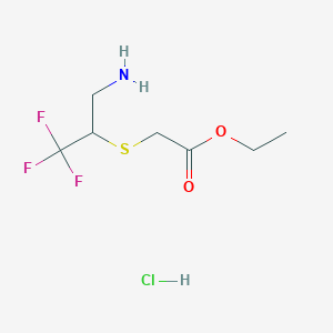Ethyl 2-[(3-amino-1,1,1-trifluoropropan-2-yl)sulfanyl]acetate hydrochloride