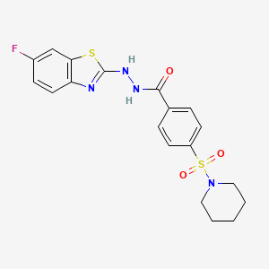 molecular formula C19H19FN4O3S2 B2874321 N'-(6-fluorobenzo[d]thiazol-2-yl)-4-(piperidin-1-ylsulfonyl)benzohydrazide CAS No. 851980-03-5