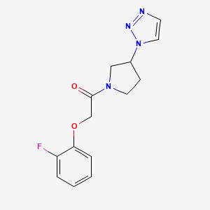 molecular formula C14H15FN4O2 B2874334 1-(3-(1H-1,2,3-triazol-1-yl)pyrrolidin-1-yl)-2-(2-fluorophenoxy)ethanone CAS No. 1798517-49-3