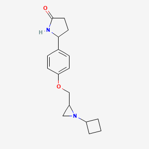 molecular formula C17H22N2O2 B2874359 5-[4-[(1-Cyclobutylaziridin-2-yl)methoxy]phenyl]pyrrolidin-2-one CAS No. 2418716-18-2
