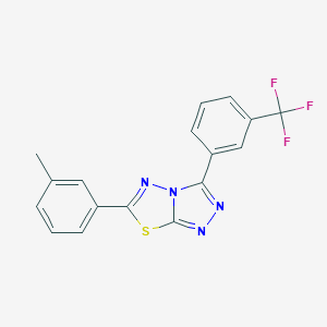 molecular formula C17H11F3N4S B287436 6-(3-Methylphenyl)-3-[3-(trifluoromethyl)phenyl][1,2,4]triazolo[3,4-b][1,3,4]thiadiazole 