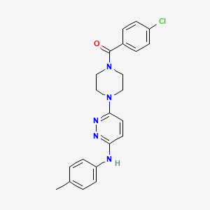 molecular formula C22H22ClN5O B2874363 (4-Chlorophenyl)(4-(6-(p-tolylamino)pyridazin-3-yl)piperazin-1-yl)methanone CAS No. 946319-52-4