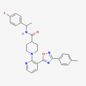 molecular formula C28H28FN5O2 B2874366 N-[1-(4-氟苯基)乙基]-1-{3-[3-(4-甲基苯基)-1,2,4-恶二唑-5-基]吡啶-2-基}哌啶-4-甲酰胺 CAS No. 1351827-45-6