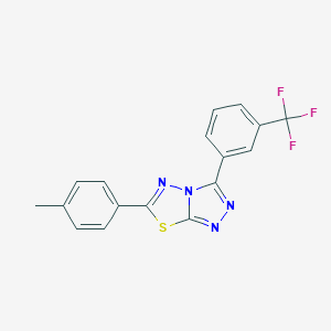 molecular formula C17H11F3N4S B287437 6-(4-Methylphenyl)-3-[3-(trifluoromethyl)phenyl][1,2,4]triazolo[3,4-b][1,3,4]thiadiazole 