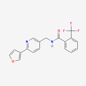 molecular formula C18H13F3N2O2 B2874374 N-((6-(呋喃-3-基)吡啶-3-基)甲基)-2-(三氟甲基)苯甲酰胺 CAS No. 2034386-68-8