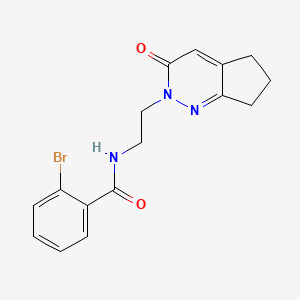 molecular formula C16H16BrN3O2 B2874377 2-bromo-N-(2-(3-oxo-3,5,6,7-tetrahydro-2H-cyclopenta[c]pyridazin-2-yl)ethyl)benzamide CAS No. 2034389-05-2